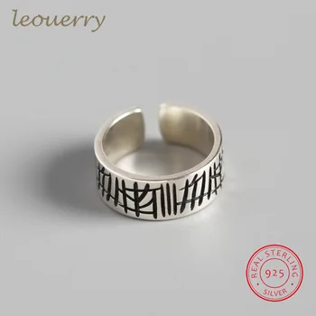 

Leouerry 925 Sterling Silver Rings for Women Vintage Irregular Carved Ring Creative Graffiti Wide-faced Index Finger Rings Bague
