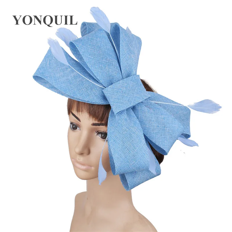 Bow Design Fashion Hair Wedding Accessories Fascinator Hat Bridal Mariage Hat Headwear With Hair Combs Fancy Feather Accessories