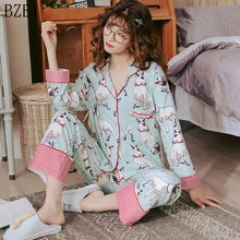 BZEL/Милая одежда для сна; женская пижама с отложным воротником; Пижама с рисунком; Mujer; Пижама для отдыха с карманами; одежда для дома; большие размеры XXXL