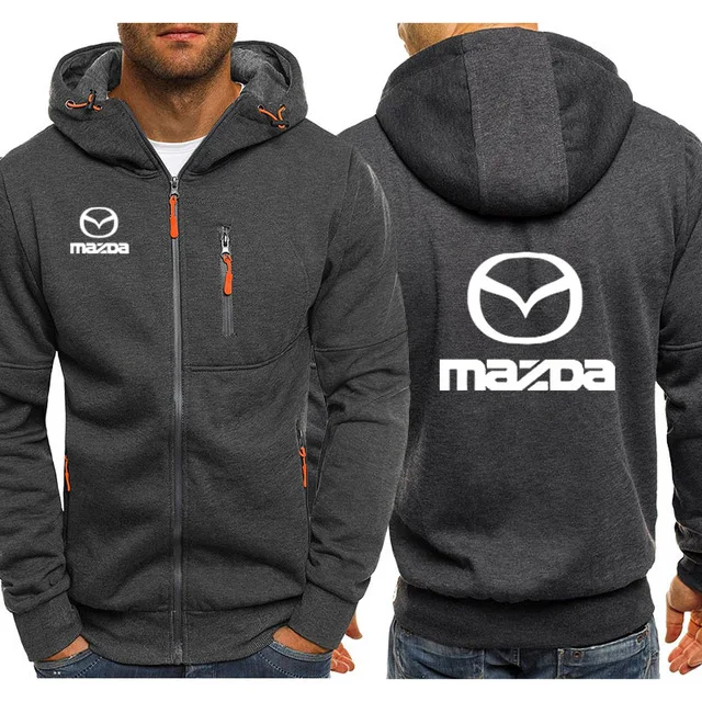 Мужские толстовки с капюшоном в стиле Харадзюку С принтом логотипа Mazda, повседневные мужские толстовки с капюшоном и длинным рукавом, мужская куртка на молнии, мужская толстовка с капюшоном Z - Цвет: 2