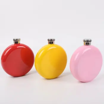 

Custom Logo 5oz Stainless Steel Hip Flask Round Shape Whiskey Flask Bottle For Woman