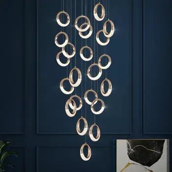

Nordic LED art chandelier large living room long stairwell villa hotel lobby decoration chandelier
