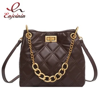 

Classic Rhombus Design Small PU Leather Bucket Bags for Women Trend Shoulder Bag Purses and Handbags Chain Crossbody Bag