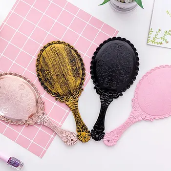 

makeup mirror Creative wave vintage pattern handle makeup mirror