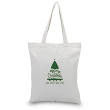 Рождественская Холщовая Сумка-тоут текст DIY сумка печать индивидуальный логотип для печати ежедневное использование Складная многоразовая сумка для покупок