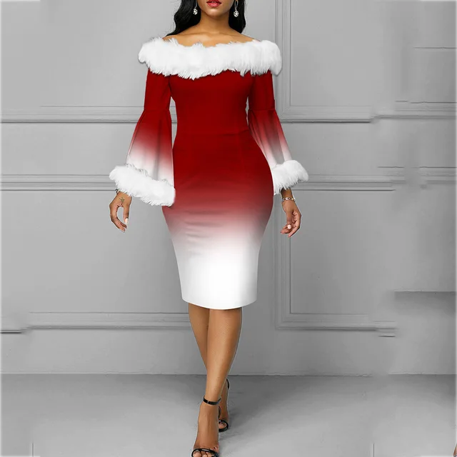 Autumn Red Strapless Black Tie Waist Bow Sling Print Dress Girl Christmas Carnival Party Skirt Skating Women's Clothing