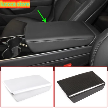 

Car inner center armrest protection cover, ABS carbon fiber embellishment for Tesla Model 3 -2019, car Interior accessories
