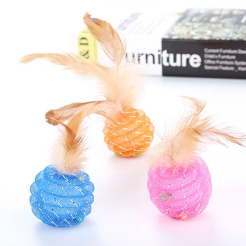 

Cat Toy Pet Toy Rolling Scratching Ball Funny Cat Kitten Play Dolls Tumbler Ball Pet Cat Toys Feather Toy for Cats Dropshipping