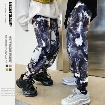 

Lindsey Seader Men Streetwear Print Joggers Pants 2020 Man Korean Fashion Hip Hop Sweatpants Couple Side Striped Trousers Pant
