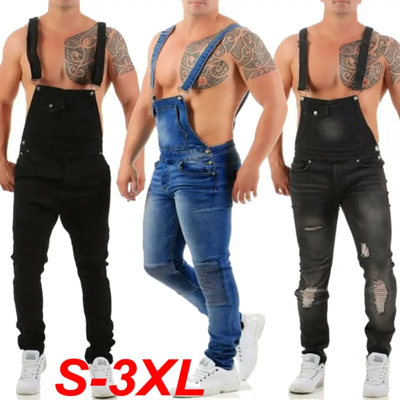 Модные мужские рваные джинсы комбинезоны Hi Street Distressed Denim bib Комбинезоны для мужчин брюки на подтяжках Размер S-XXXL