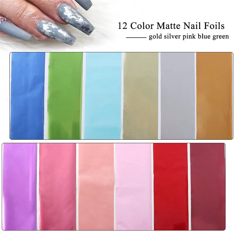 12 шт./компл. наборы для ногтей голографические лазерные розовые золотые матовые