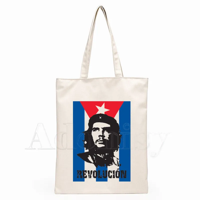 

Cuba Great Revolutionist Che Guevara Ladies Handbags Cloth Canvas Tote Shopping EcoReusable Shoulder Shopper Bags Bolsas De Tela