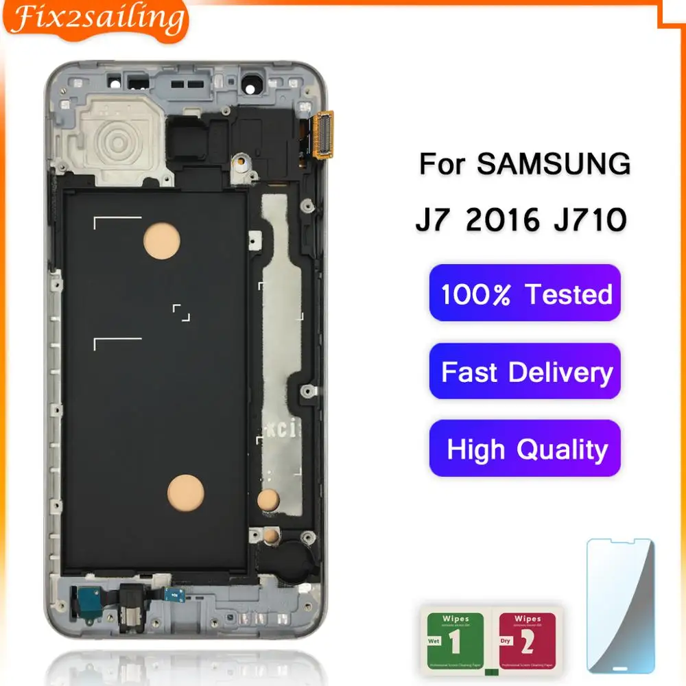 Дисплей для Samsung Galaxy J7 j710 J710FN J710F J710M J710Y Super AMOLED ЖК-рамка с сенсорным экраном дигитайзер сборка