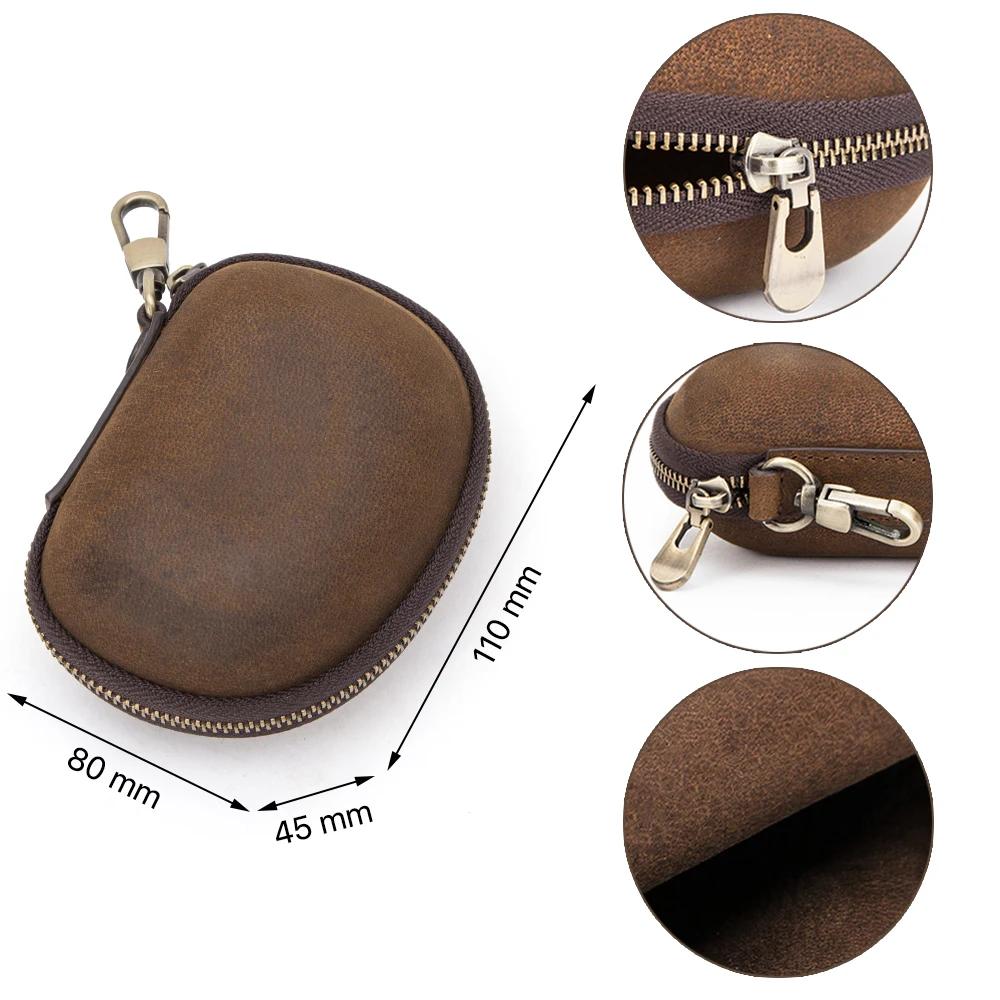 CONTACT’S FAMILY Leather Cable Organiser Clutch | Tech Travel Bag For Chargers, Cables, Adapters & Accessories - Coffee Brown
