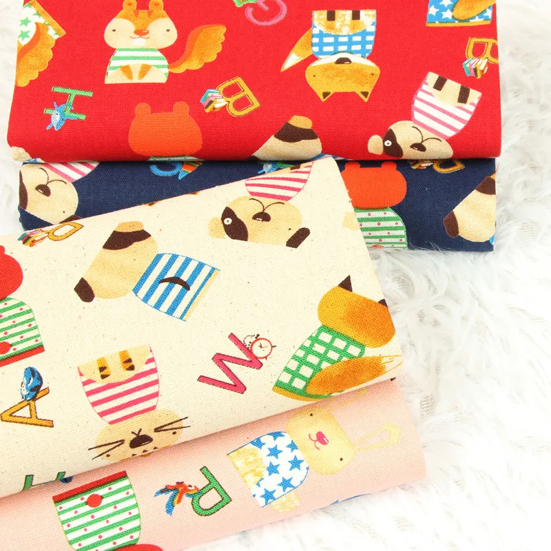 Наполовину ярд Плотная хлопковая ткань с мультяшным животным принтом ручной работы сумка ткань хлопок CR-32