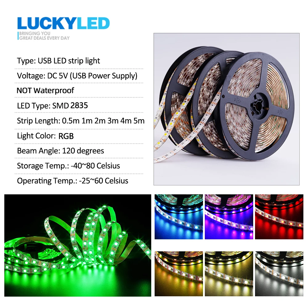 LUCKY светодиодный 5 в светодиодный USB 2835 SMD Гибкая RGB лента светодиодный wifi светодиодный светильник подсветка ТВ с дистанционным управлением 24 клавиши 3 кнопки