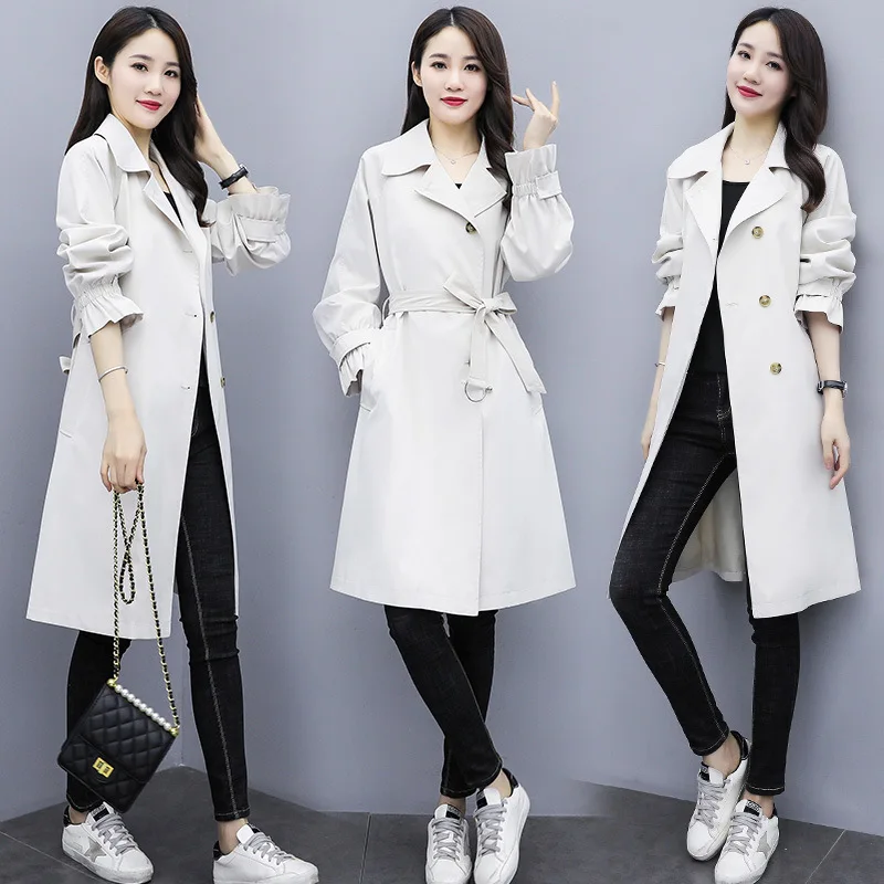 

Fashionable Mid-length Trench Coat Cool Versatile by Age-Style Commuting Western Style Elegant 2019 Autumn