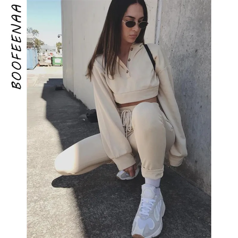 Спортивный костюм BOOFEENAA осенне зимняя одежда Трикотажные флисовые спортивные