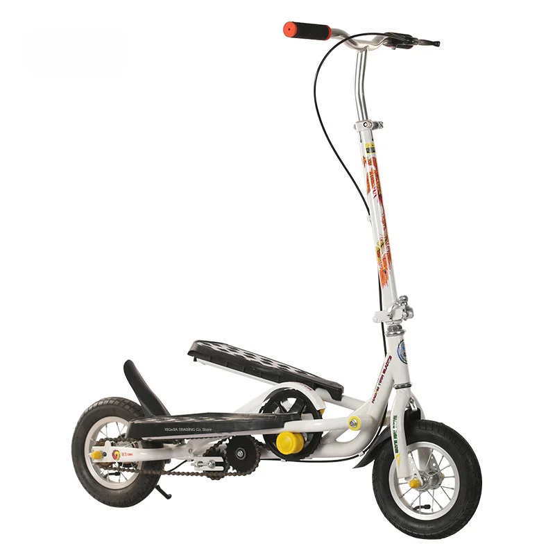 10 Inch Aluminium Alloy Air Wheel Pedal Fold Scooter, Fitness Bicycle With Dual Footrestcarbon