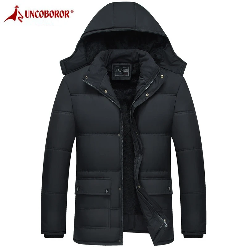 Parka Men Coats 2021 Winter Fleece Jacket Thicken Hooded Waterproof Outwear Warm Coat Father's Jackets Casual Men's Overcoat | Мужская