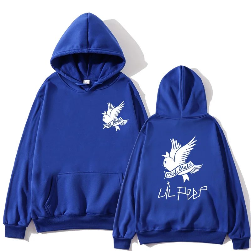 

Men's hoodie Harajuku bird pattern front and back print fashion pullover autumn and winter couple street casual sports warm top