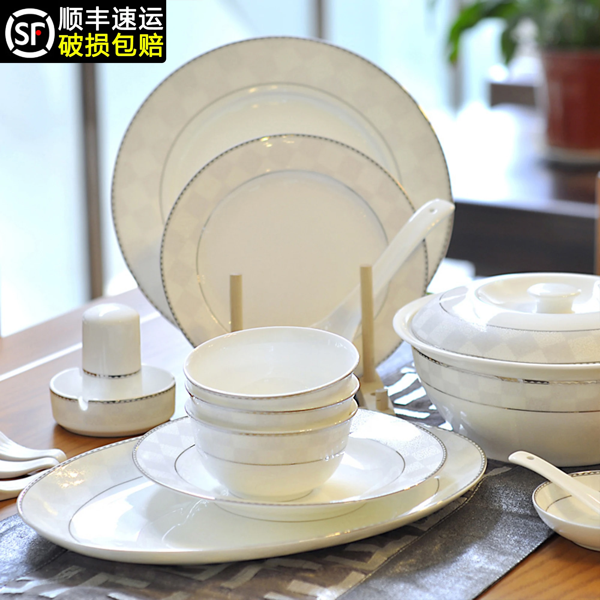 

Jingdezhen guci ceramic bone china tableware dishes bowl plate soup spoon Western steak plate tableware