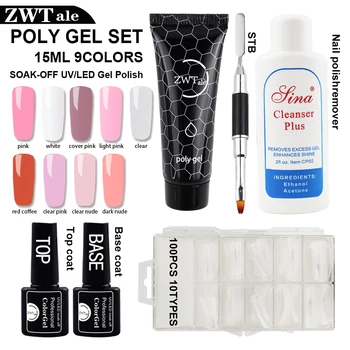 

Poly Gel Set 15ml UV Gel Nail Polish Quick Builder Gel Varnish Double-use Polygel Pen Slip Solution