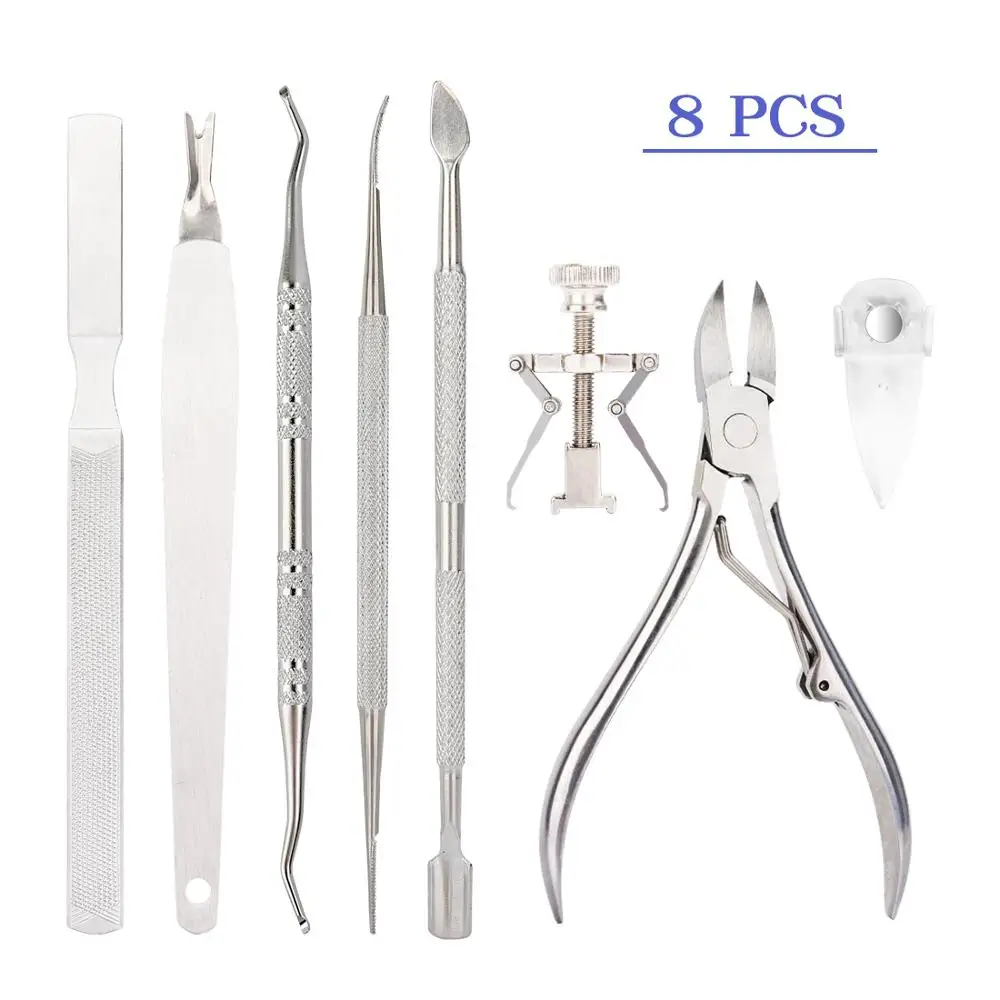 

8Pcs/set Professional Pedicure Tools Ingrown Toenail Tools Kit Nail Care Ingrown Toenail Removal Correction Clippers Foot Care
