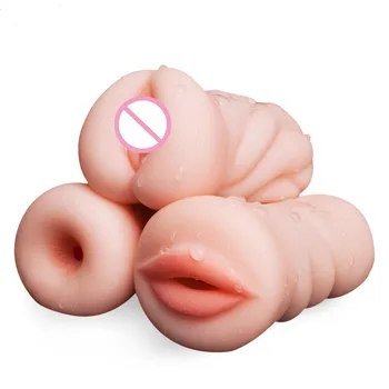 3 Style Oral Pussy Sex Masturbator 3D Realistic Throat Silicone Artificial Vagina Mouth Anal Erotic Sex Toys for Men Sex Shop 1