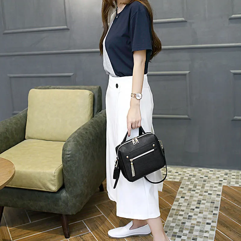 

2019 New Tassel Fashion Pu Leather Solid Women Handbags Hotsale Ladies Shopping Bag Casual Shoulder Messenger Crossbody Bags