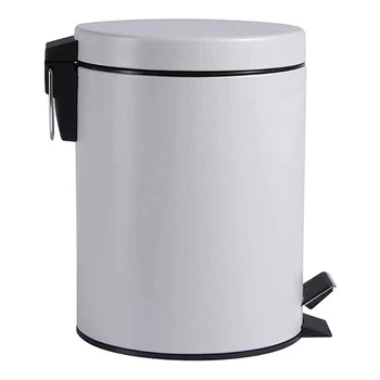 

Trash Can,8 Liter Trash Can Iron Pedal Cylinder with Cover Frosted Gray Home Kitchen Bathroom Living Room Office Hotel
