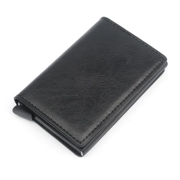 Men And Women Automatic Wallet Aluminum Alloy Card Case Anti-Degaussing Anti-Theft RFID Aluminum Bank Credit Card - Цвет: KB-010 black