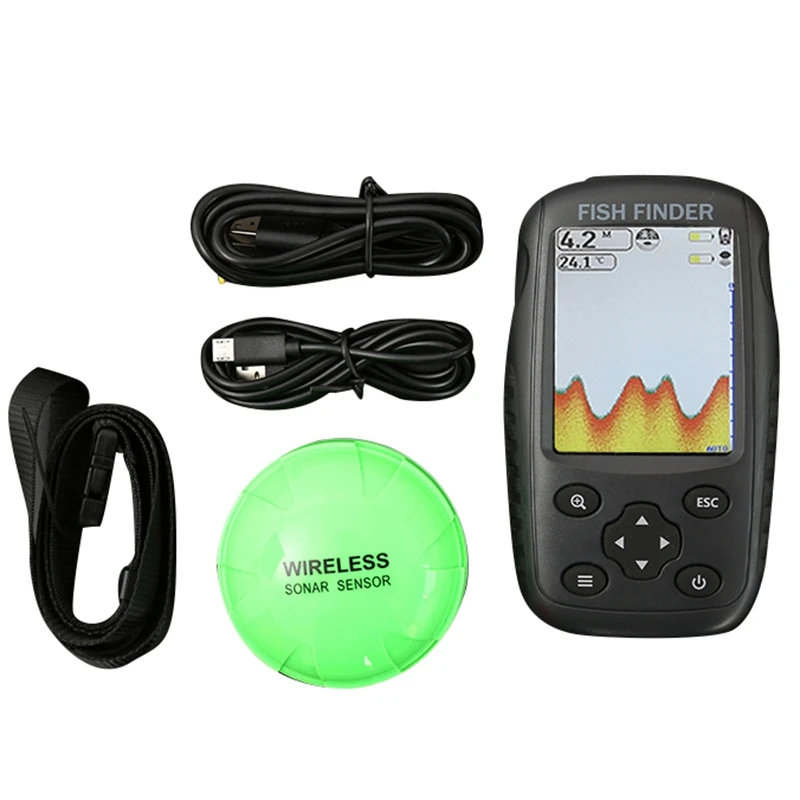 

Fish Finder Color Screen Rechargeable Waterproof Wireless Fish Finder Sensor Sonar Echo Sounder English Version