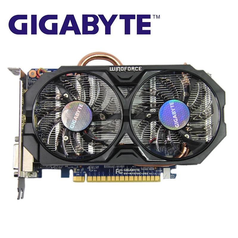 graphics card for desktop GIGABYTE GTX 750Ti 2GB Graphics Cards 128Bit GDDR5 GV-N75TOC-2GI GTX 750 Video Card for nVIDIA Geforce Ti Hdmi Dvi Cards Used good video card for gaming pc