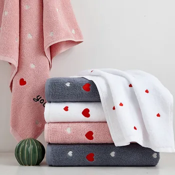 

1-3pcs heart face bath towel white cotton 70*140cm shower beach towel adult couple bathroom towels for home hotel gift textile