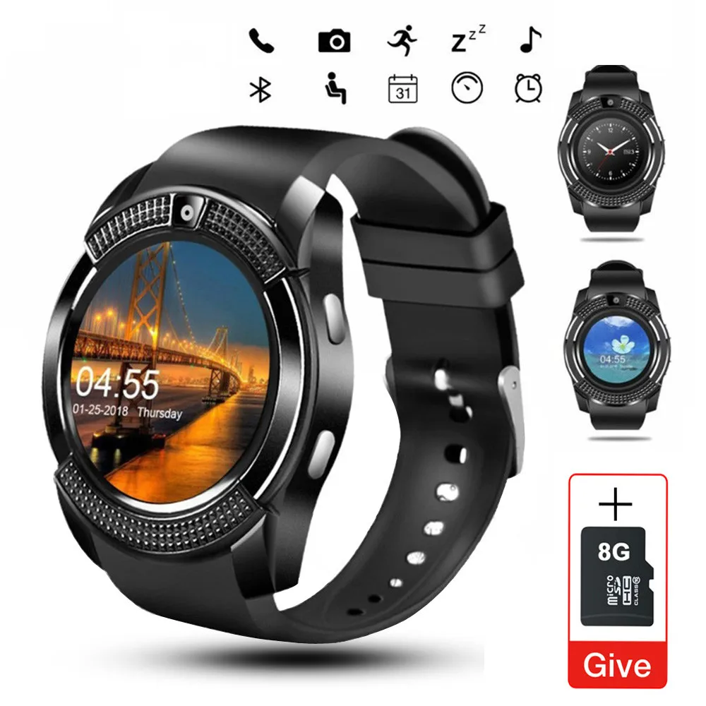 

v8 Smart Watch sim card Men camera rounded Answer Call Dial Call Smartwatch android Fitness Tracker Sport