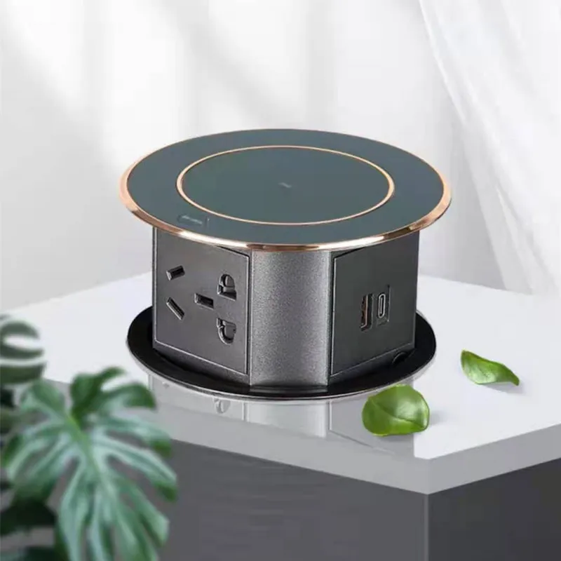 Automatic Pop Up Socket With USB Wireless Charging Intelligent Home Office Table Hidden Retractable Sockets Waterproof Plug