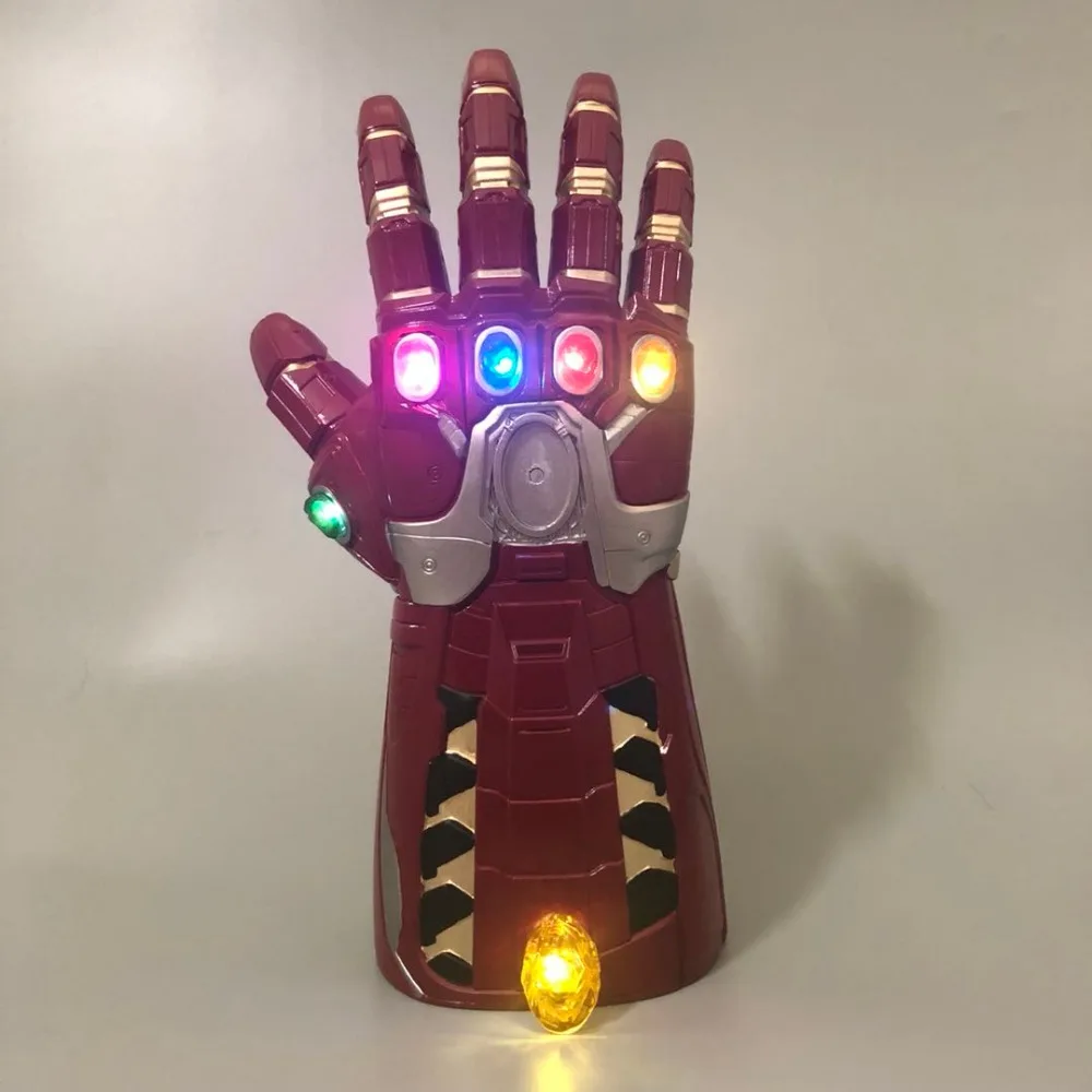 New Infinity Gauntlet The Avengers Superhero Iron Man Cosplay Gloves Thanos LED Glove PVC Snap Mittens Child Adult Halloween Toy - Цвет: Adult detachable