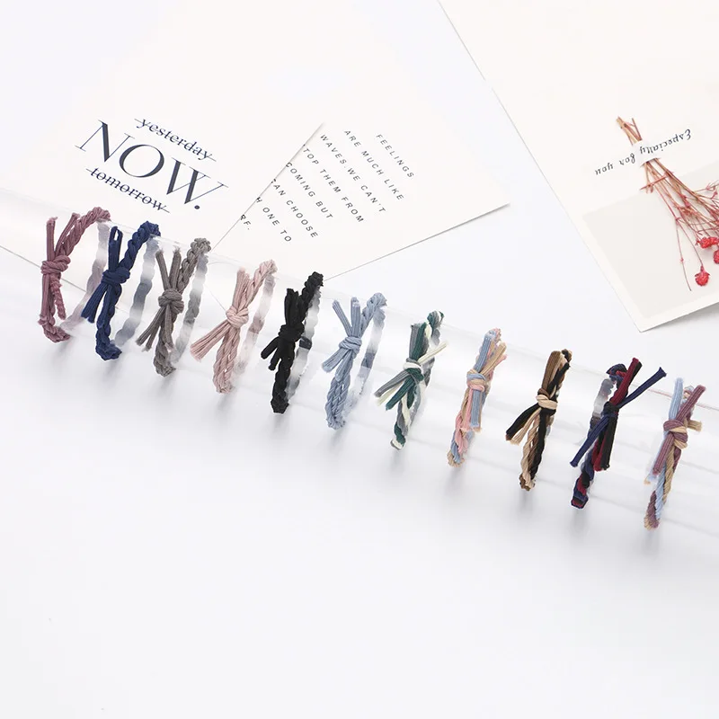 Аксессуары для волос в Корейском стиле, аксессуары для волос, Простые разноцветные льняные разноцветные Плетеные повязки для волос, эластичные цветные Повязки Для Волос