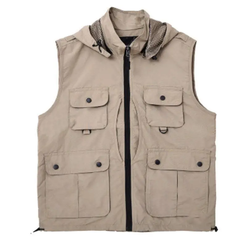

Fishing Vest Multifunctional Hooded Sunshade Breathable Thermal Zipper Jacket Waistcoat Outdoor Sportswear For Photography