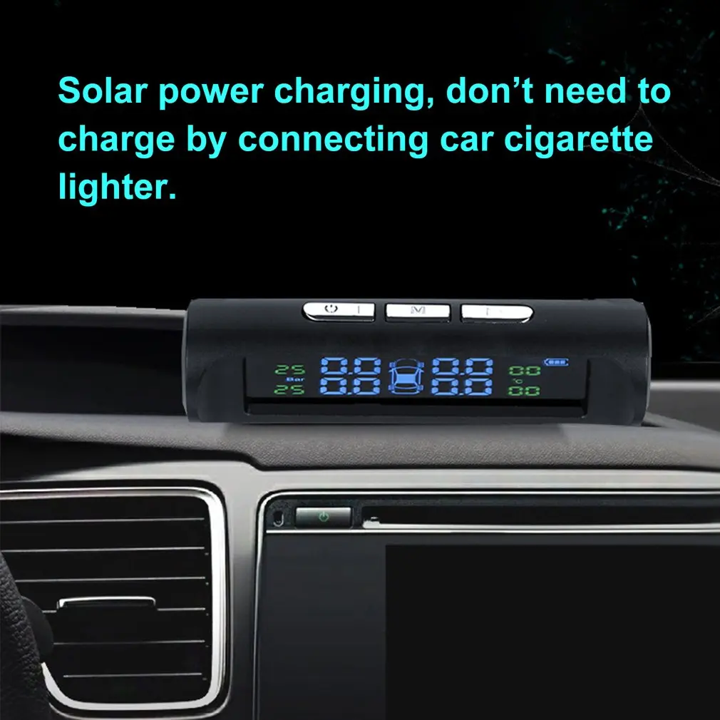 

External Universal Car Tire Detection Monitor Wireless Solar Tire Pressure Detection Instrument with LED Light