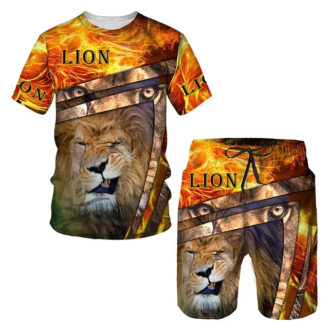 Summer 3D Printed Men's T-shirt Shorts Set Ferocious Lion Men's Sportswear Tracksuit O Neck Short Sleeve Cool Men's Clothing Su 15