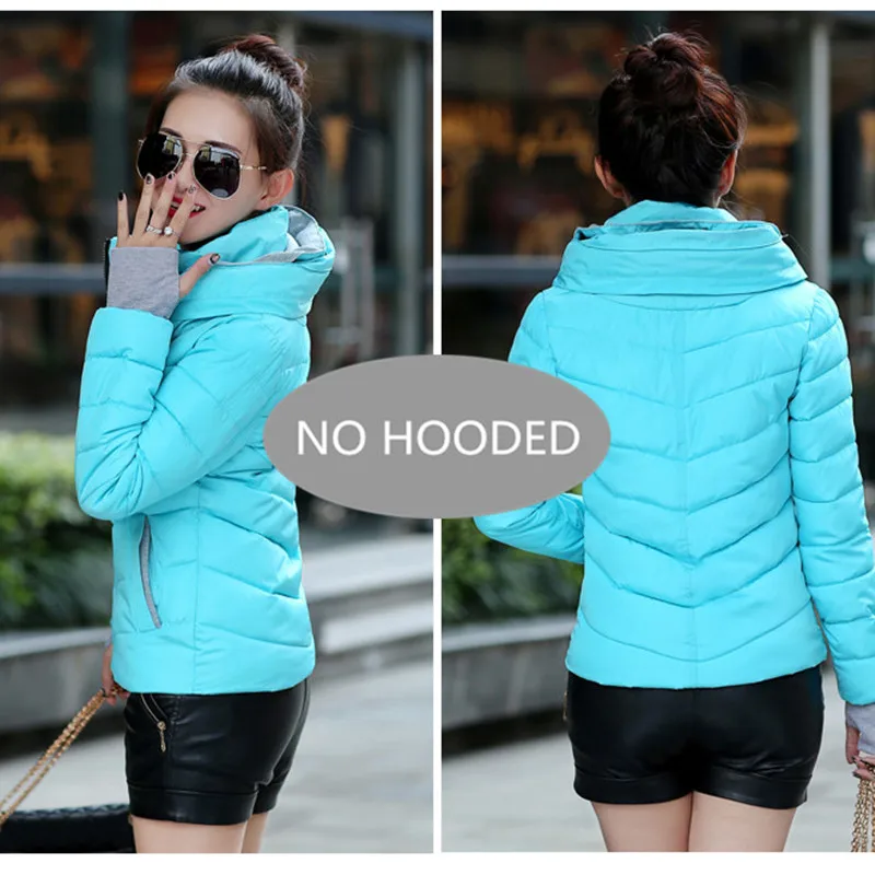 No Hooded--Sky Blue Новое Женское модное пальто зимняя куртка женская верхняя одежда короткая стеганая куртка Женская парка с подкладкой Женское пальто - Цвет: No Hooded--Sky Blue
