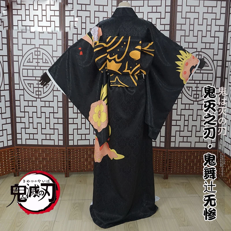Demon Slayer Kimetsu No Yaiba Kibutsuji Muzan одежда для косплея костюмы для женщин кимоно униформа набор карнавальные Вечерние черные волнистые парик