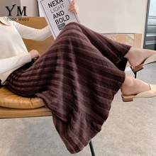 YuooMuoo/юбка из толстой шерсти хорошего качества, новинка года, модная зимняя элегантная длинная юбка в стиле пэчворк, Женская плиссированная юбка трапециевидной формы