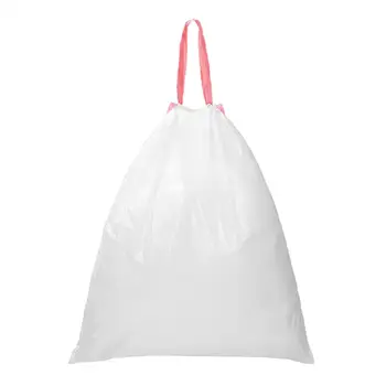 

5 Rolls/75pcs Disposable Portable Storage Bags Drawstring Recycling Bin Liners Bags Plastic Refuse Sacks (White)