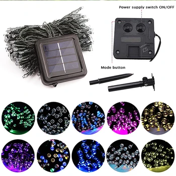 

22M 200led solar LED string lights 12M 100LED RGB monochrome decorative lights for Christmas garden lights festival outdoor fair