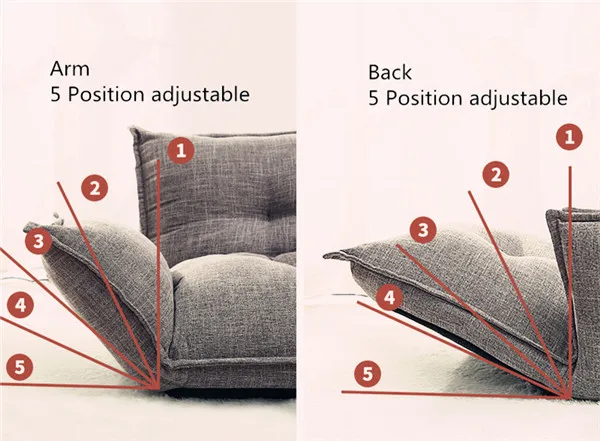Современный дизайн напольный диван-кровать 5 позиций Регулируемый ленивый диван-кровать в японском Стиль мебель Гостиная полулежа складной диван