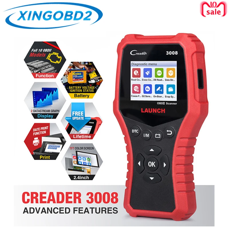 

LAUNCH Creader CR3008 Auto OBD2 OBDII Car Engine Fault Code Reader Auto Scanner PK AD510 KW850 OBD 2 Diagnostic Tool
