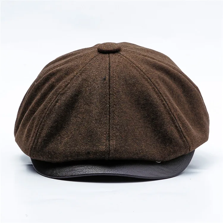 TOHUIYAN классические шерстяные газетные кепки Осень Зима теплые Gorras Planas берет шляпа утконоса козырек Восьмиугольные шляпы для мужчин и женщин - Цвет: coffee